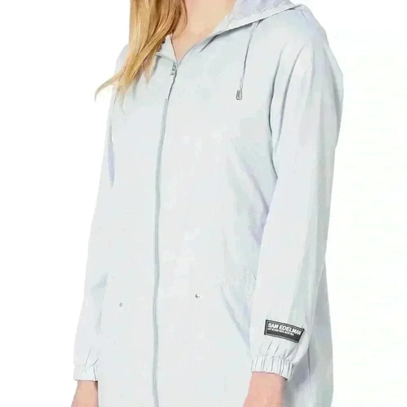 Women's Sam Edelman Ripstop Hooded Anorak Long Sleeve Zip Jacket Size Small Grey - Picture 2 of 11